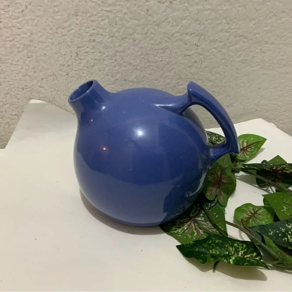 Vintage Red Wing Pottery Blue Ball Tilt Pitcher Round 6” tall A14